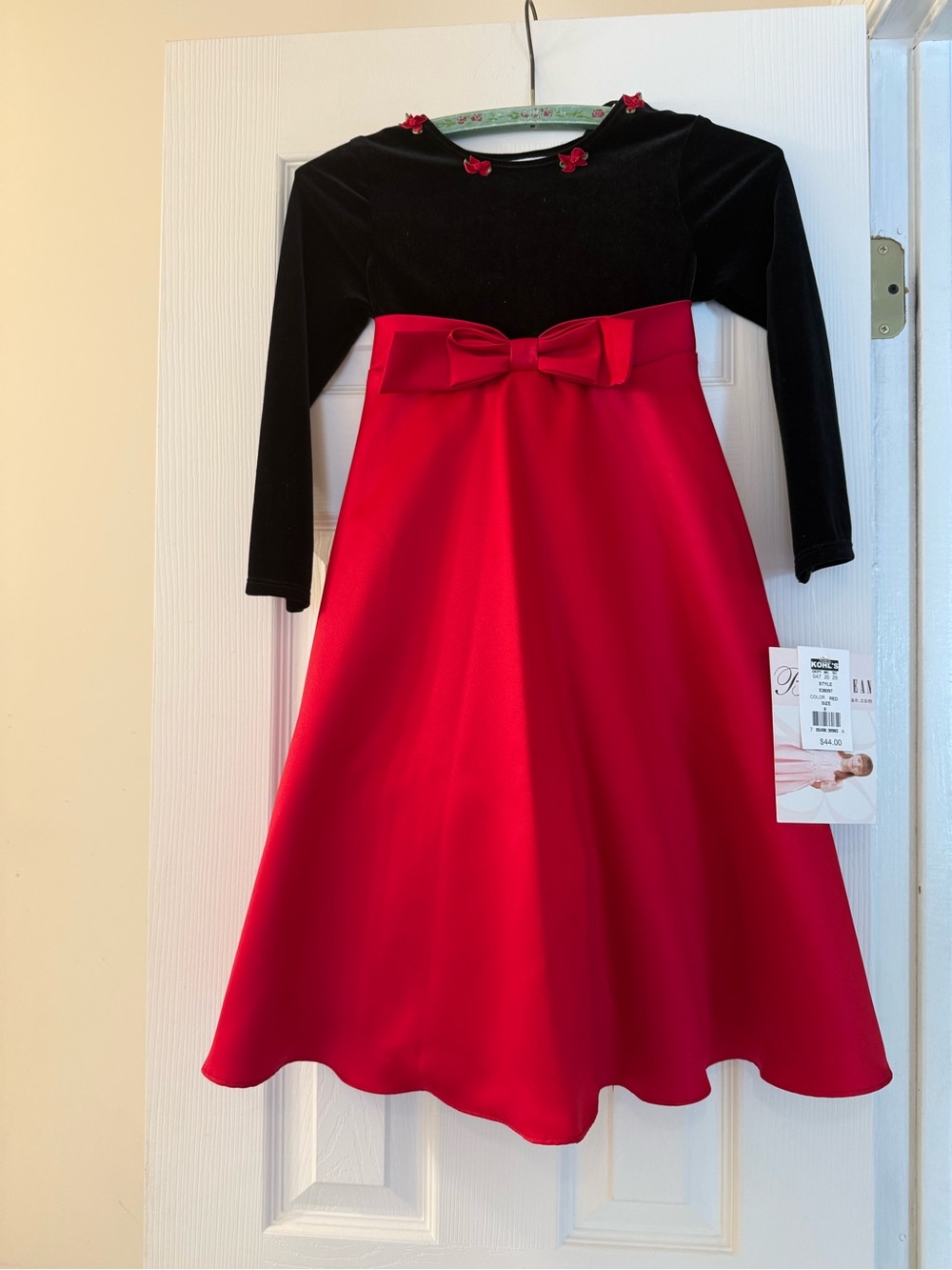 Black Velvet Top Red Skirt Holiday Dress